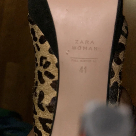 Zara calf hair  leopard print Red Heel platform pumps Sz 41 - Picture 10 of 16